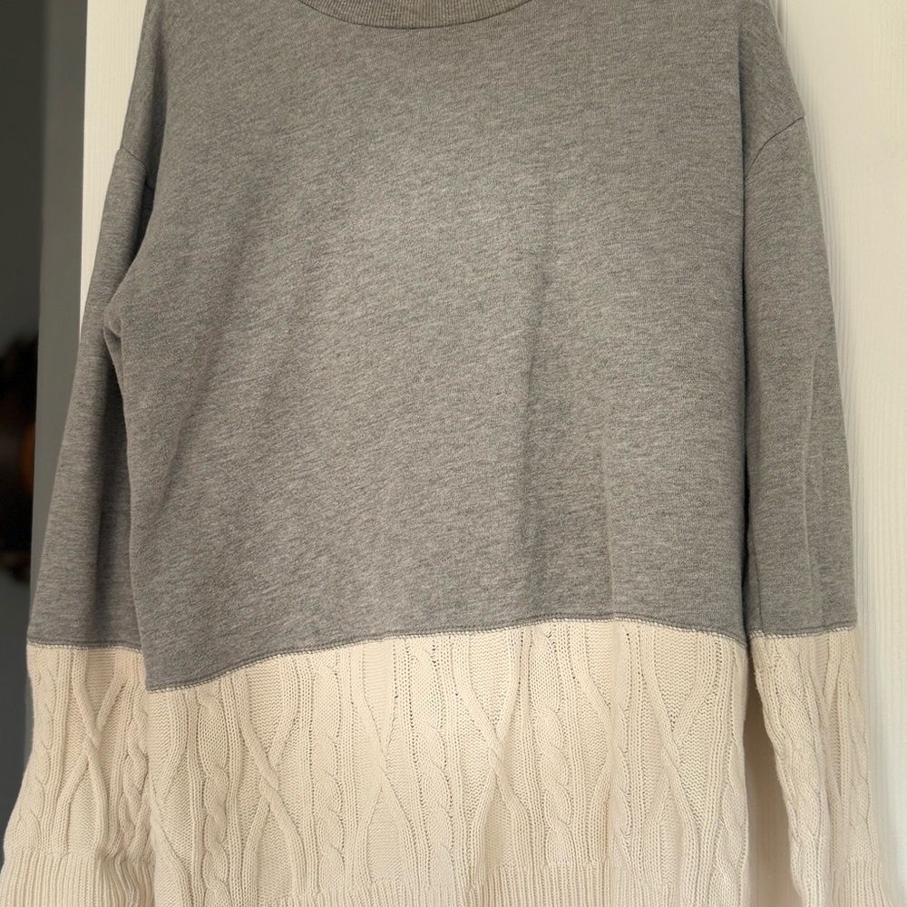 Gray and Cream Women's Sweater